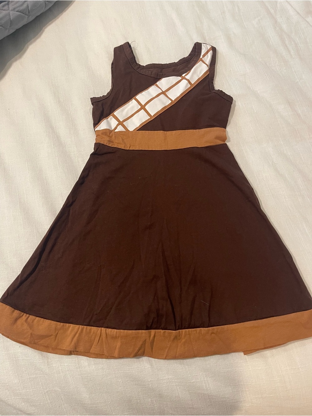 Girls Brown & Tan Sleeveless A-Line Chewbacca Dress